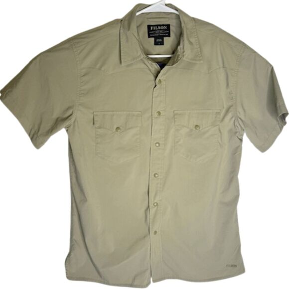 Filson Men's Twin Lakes Short Sleeve Snap Front Shirt Dry Grass Size Small - Picture 1 of 9
